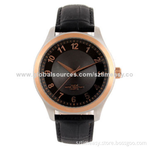 Luxury Stainless Steel Watch with Leather Band